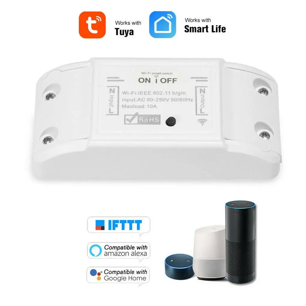 

DIY WiFi Switch Smart Wireless Remote Switch Light Universal Breaker Switch Module Voice Control Work With Alexa Google Home