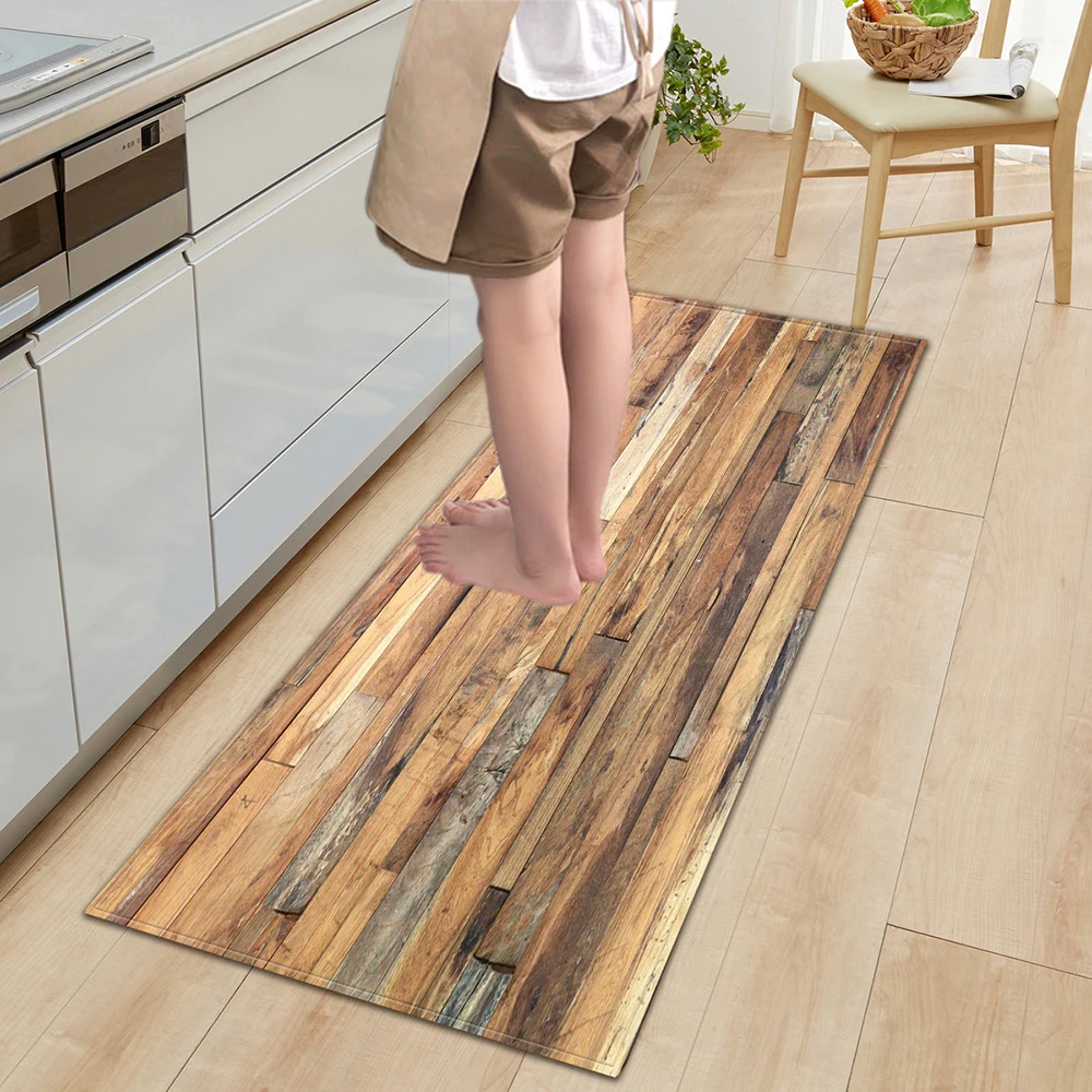 

Wood Grain Kitchen Carpet Non-Slip Hallway Balcony Entrance Doormat Home Bedroom Rugs Living Room Decor Floor Mat Tapis Salon