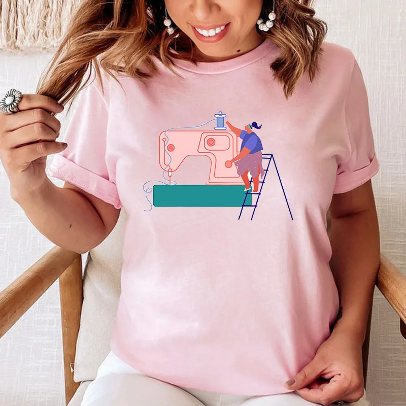 

топ с длинным рукавом Fun Cute T-shirts Women's Cartoon Fashion Short Sleeves Summer Print T-shirts Women's Round Neck Plus-size