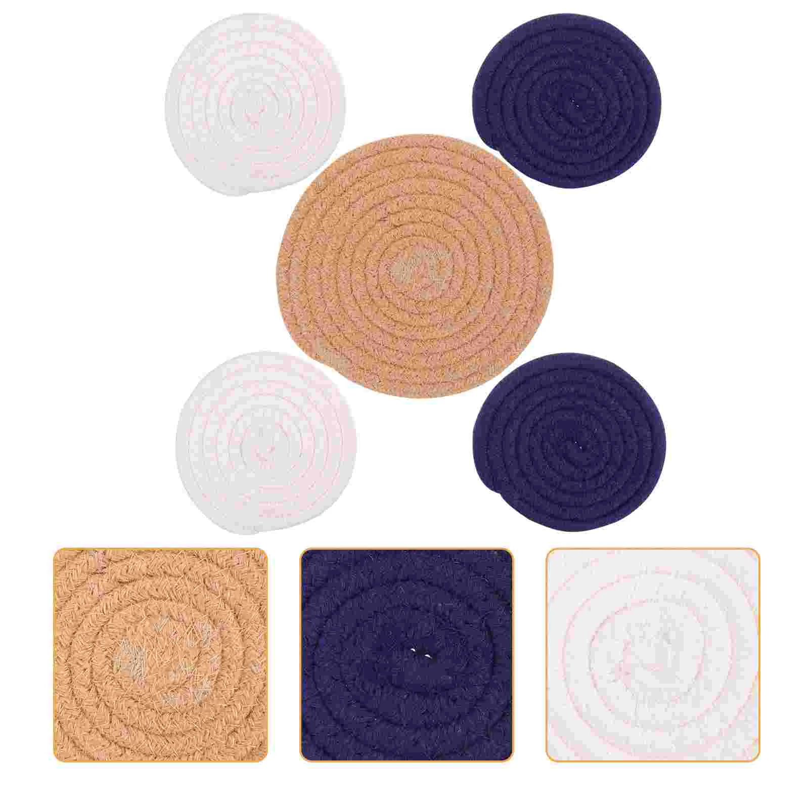 

Coaster Placemat Mat Round Placemats Woven Table Place Cutlery Dining Resistant Cotton Rope Hot Coffee Non Beverage Kitchenpad