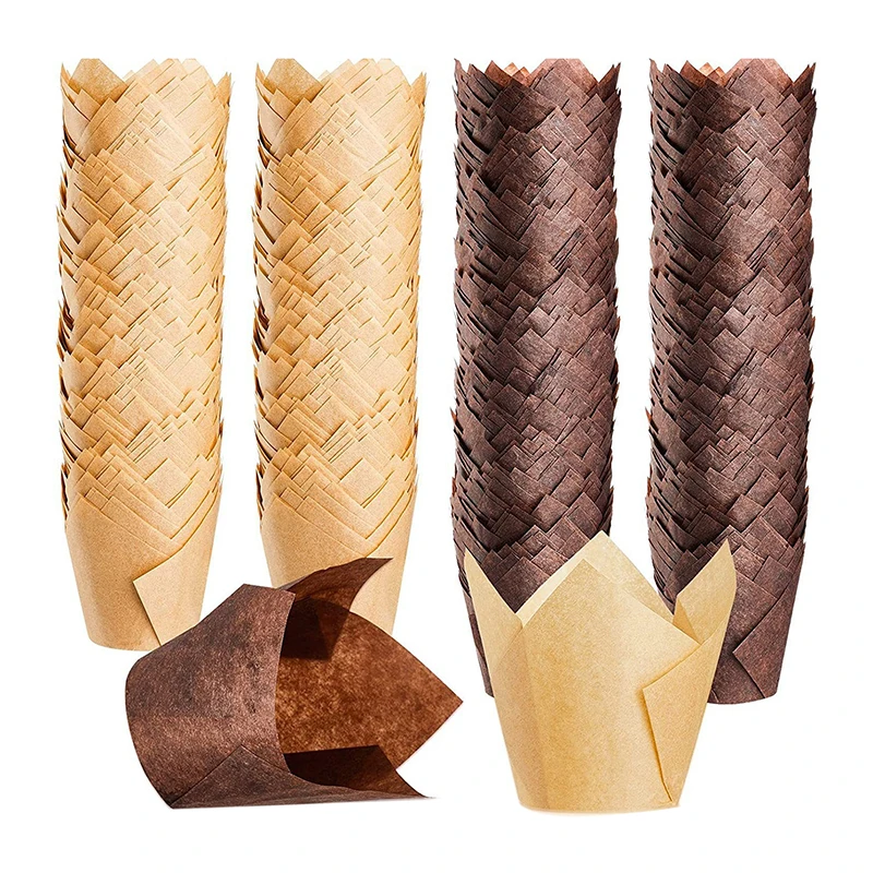 50 шт. бумажные стаканчики для кексов-тюльпанов маслостойкая подкладка кексов