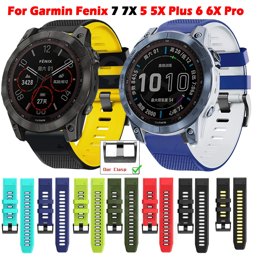 

26 22mm QuickFit Watchband Straps For Garmin Fenix 7 7X 6 6X Pro 5X 5 Plus 3HR 935 945 Epix Silicone Easyfit Wrist Band Bracelet
