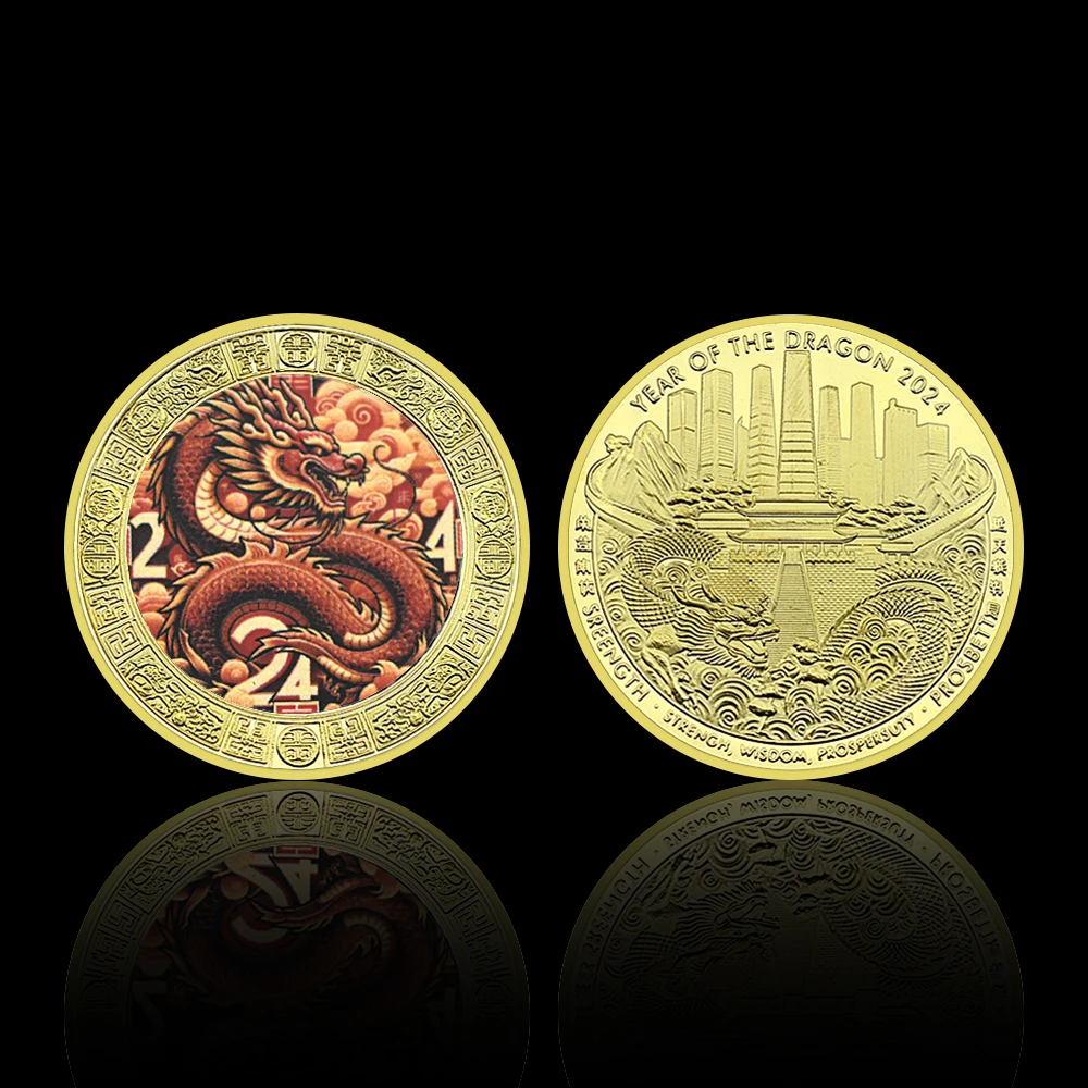 Памятная медаль китайского зодиака ко году дракона мифологические монеты с