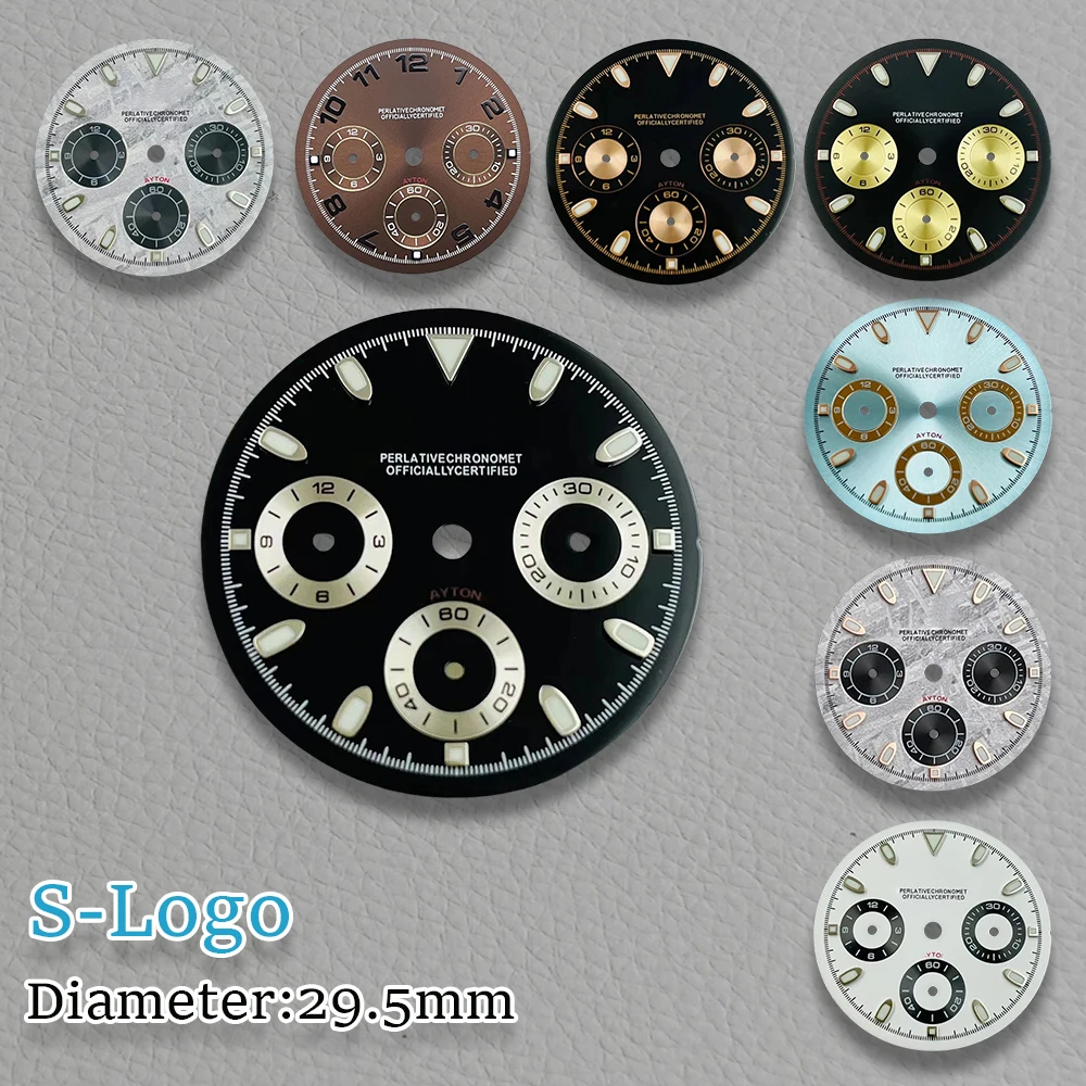 29 5 мм VK63 циферблат S логотип DTN Panda подходит для механизма зеленый светящийся