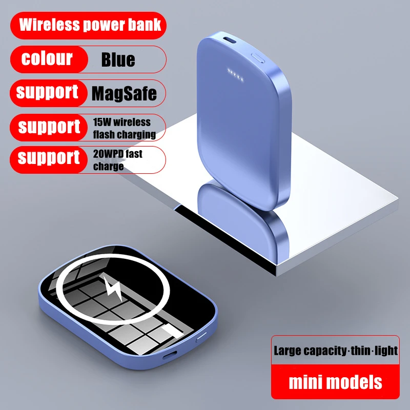 

Power Bank 10000mAh Portable Charger Powerbank 5000mAh Magnetic Wireless External Battery 20W Fast Charging For iPhone 12 13Pro