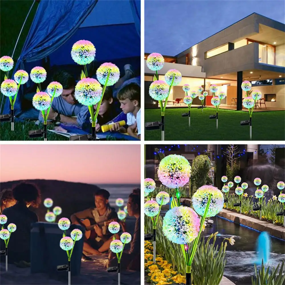 

Solar Garden Lights Abs Led Dandelion Ip65 Waterproof 2 Bright Light Modes Outdoor Lighting Yard Wedding Decor Fireworks Lamp