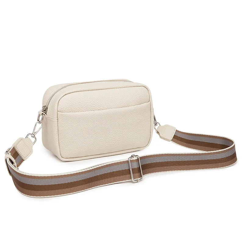 Trendy PU Shoulder Crossbody Bag Solid Color Ladies Messenger Bags Fashion Wide Shoulder Strap Small Square Phone Bag