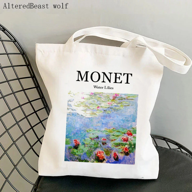 

Women Shopper bag Claude Monet Water Lilies Kawaii Bag Harajuku Shopping Canvas Shopper Bag girl handbag Tote Shoulder Lady Bag