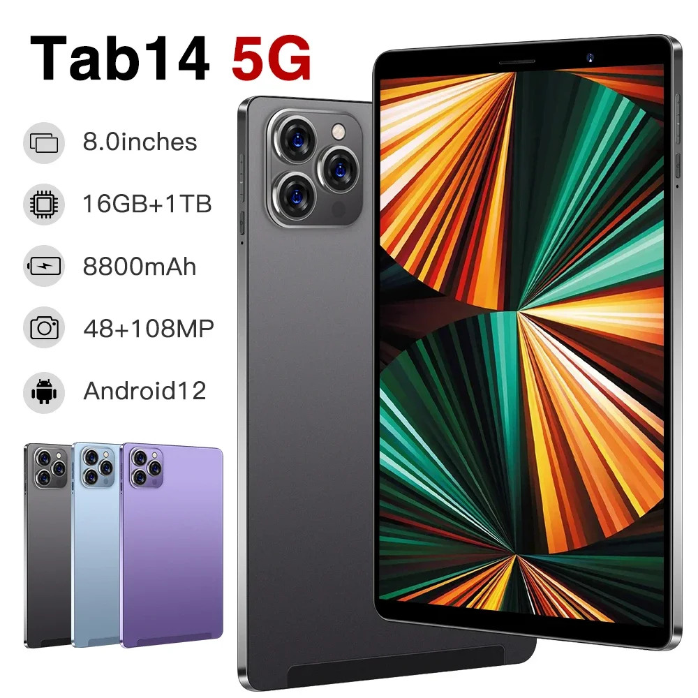 Tab14 — 8 0-дюймовый планшет Android 12 с двумя SIM-картами двойным режимом ожидания и
