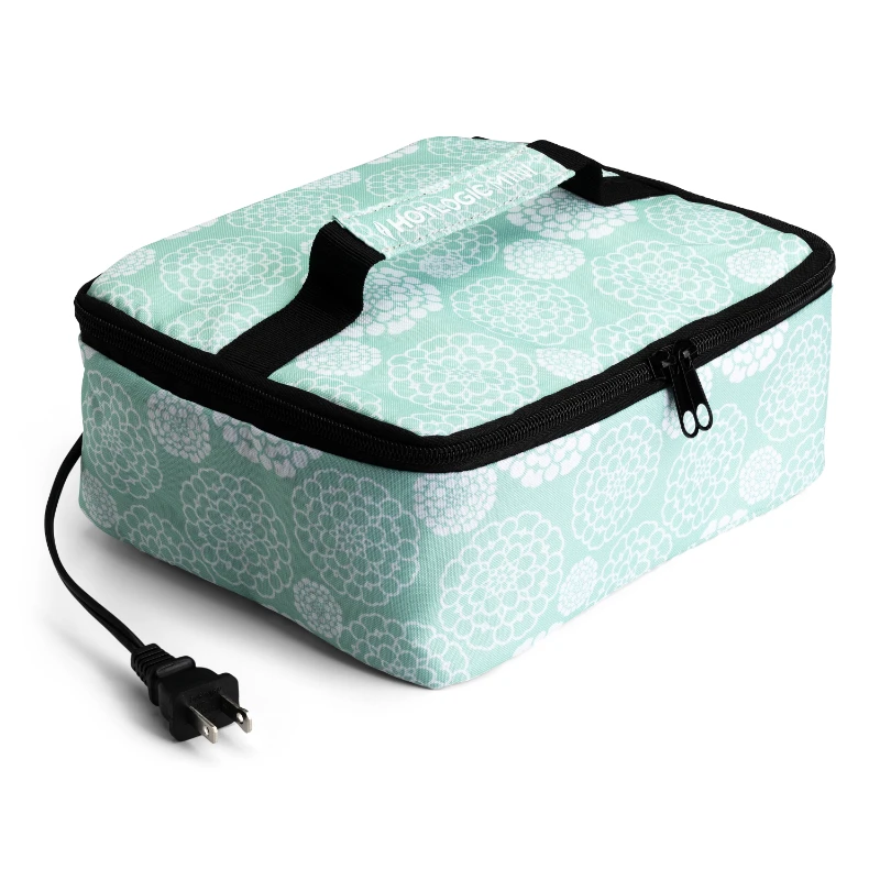 

Food Warming Tote Lunch Bag 120V Aqua Floral