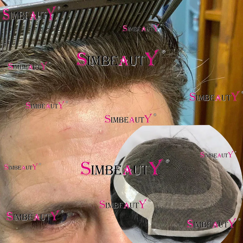 OCT мужской парик французский кружевной и силиконовый микроскиз протез выхлопной