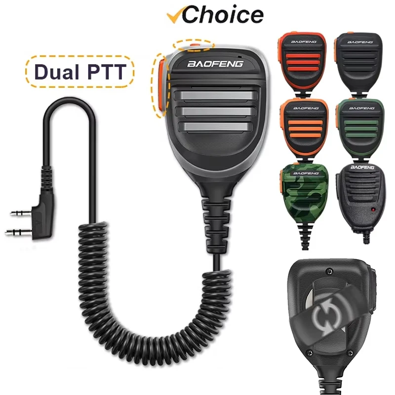 2-контактный K-тип двойной PTT ручной тактический микрофон радиолюбитель рация