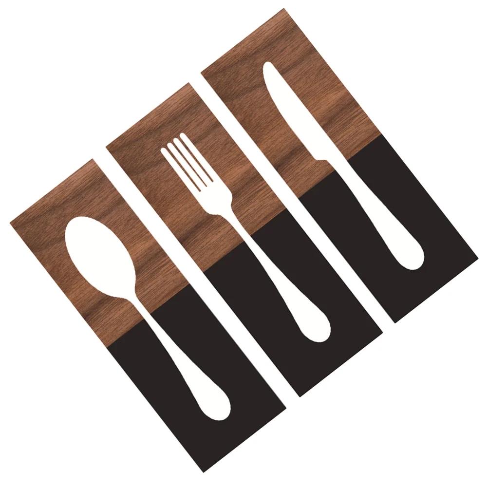 

3pcs Large Fork Spoon Wall Decor Wooden Wall Hanging Sign Kitchen Wall Decors