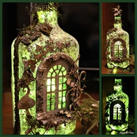Retro Mysterious Forest Fairy Angle Fairy House Luminous Wine Bottle Resin Ornaments Luminous Garden Yard Home Decoration Decor