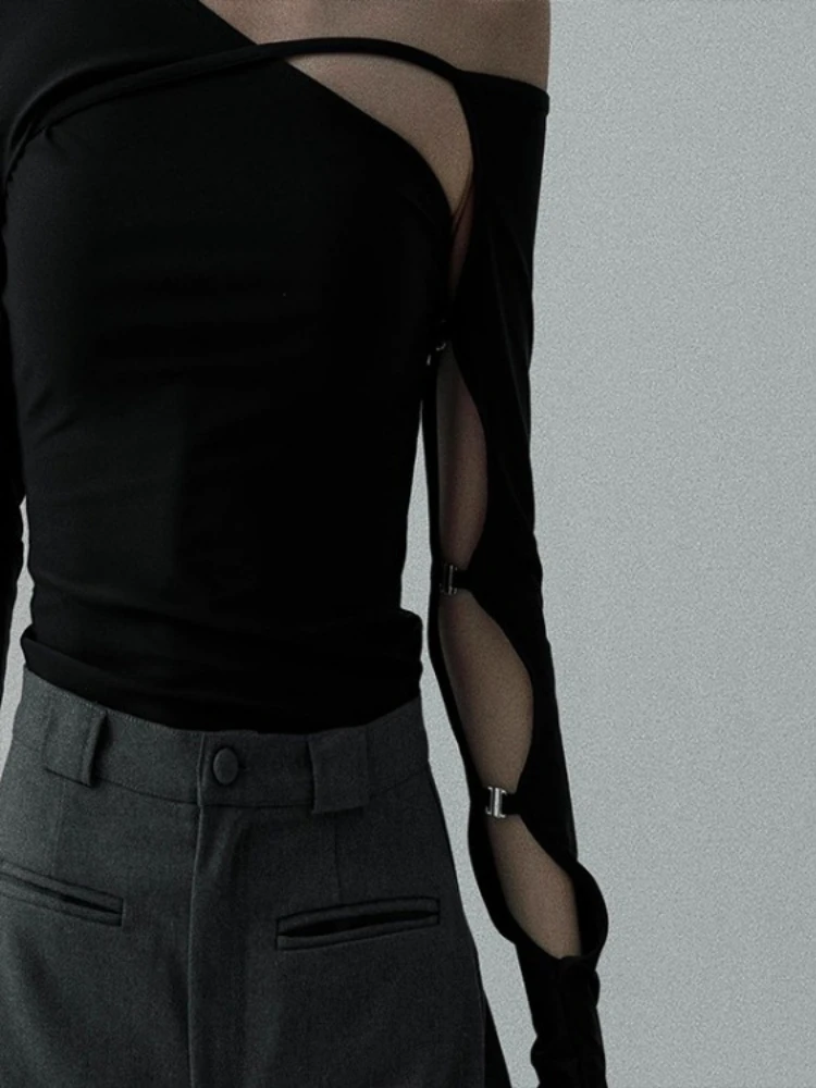 Уличная одежда футболки с открытыми плечами однотонные винтажные повседневные