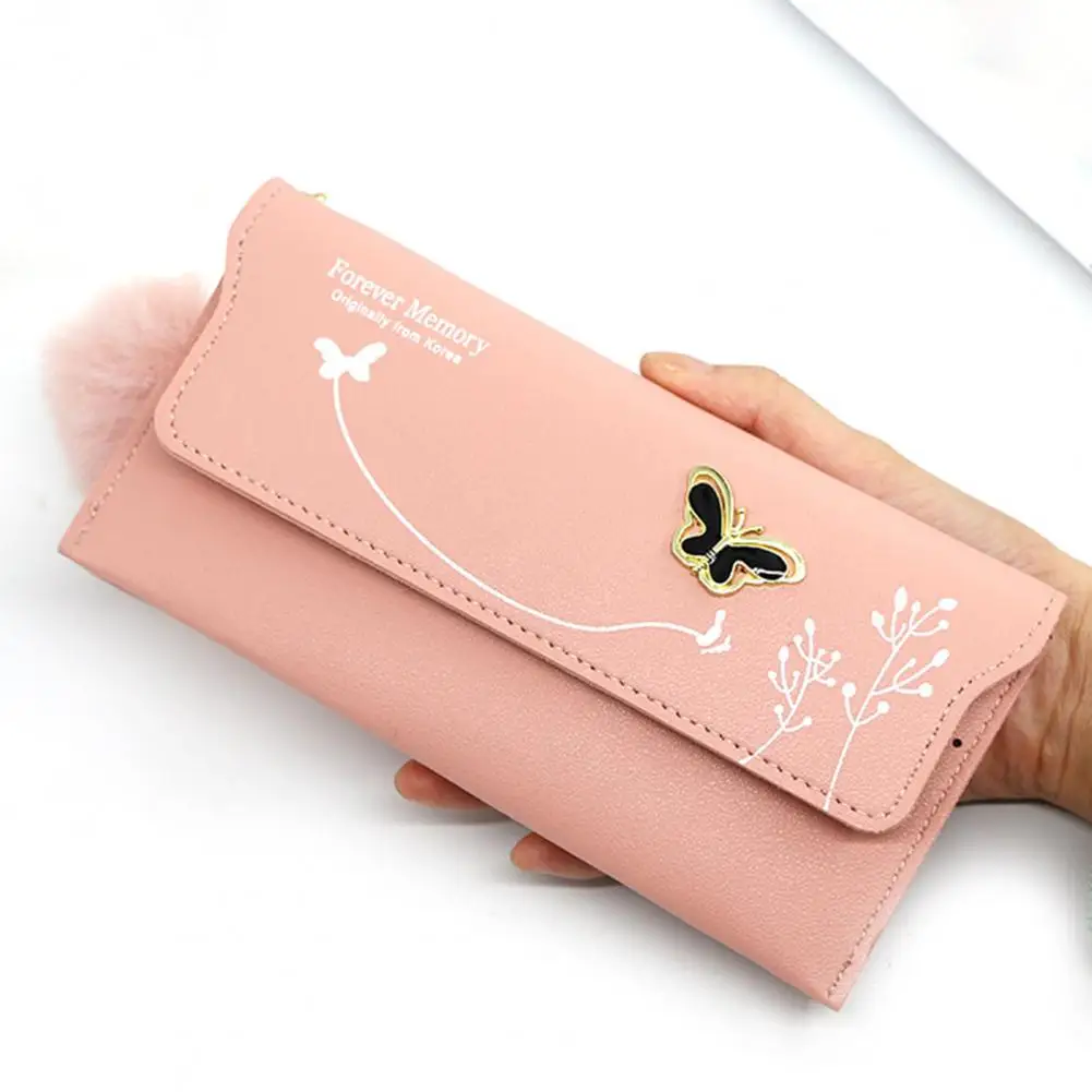 

Durable Faux Leather Plush Ball Multifunctional Women Purse for Work