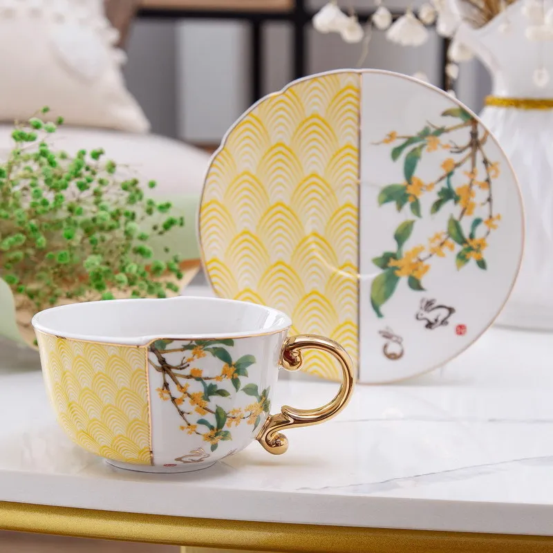 

Mix and match irregular Phnom Penh coffee cups and plates, Jin Gui Yu Rabbit ceramic coffee cups, afternoon tea cups