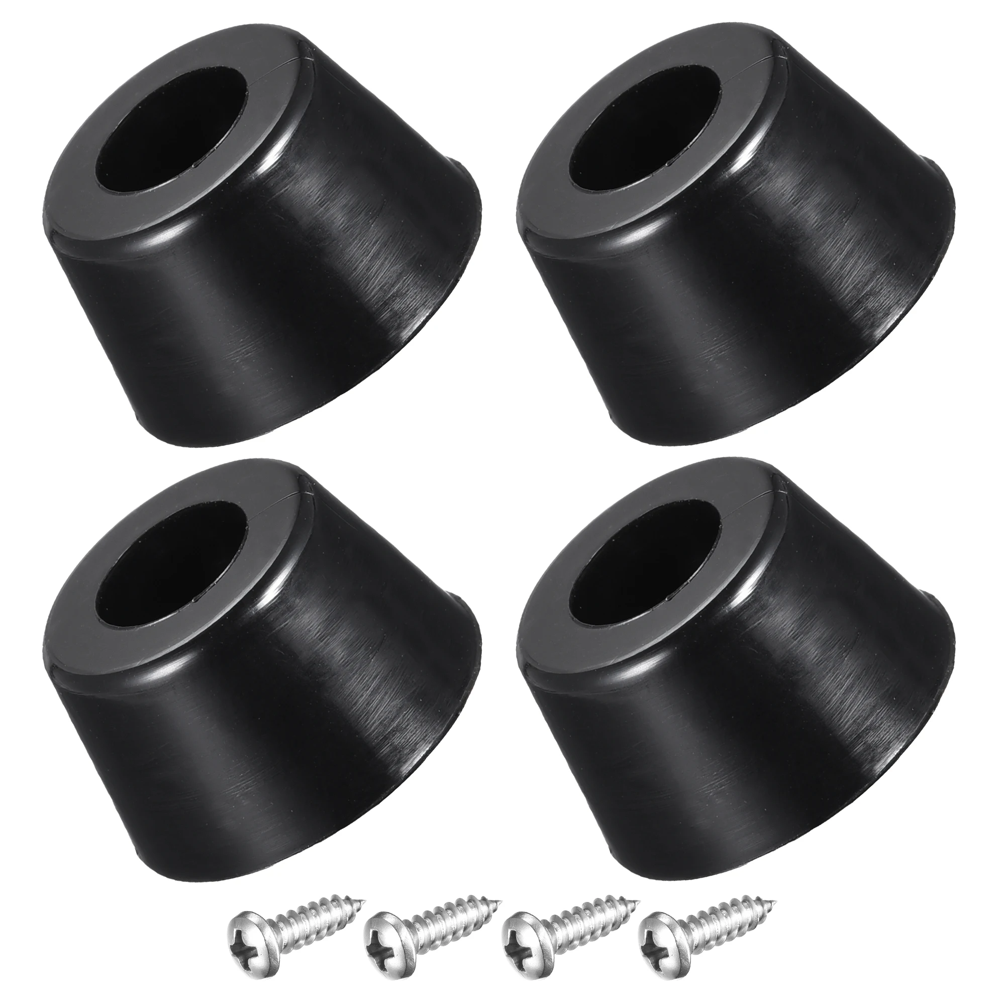 

Uxcell 4 Pcs 0.75" W x 0.43" H Round Rubber Bumper Feet, Stainless Steel Screws and Washer for Furniture