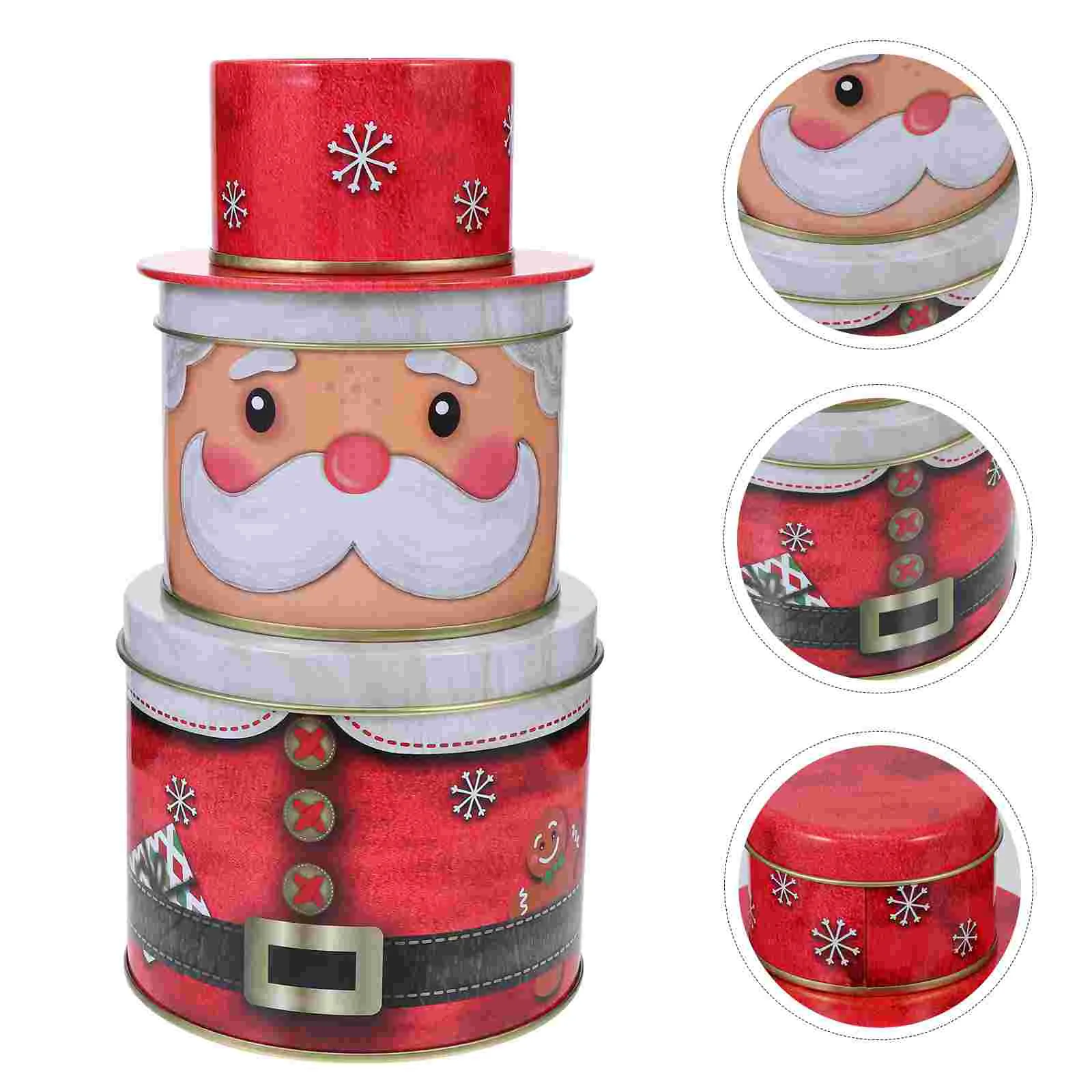 

Christmas Cookie Tins Box Candy Gift Tinlids Boxesjar Containers Giving Tinplate Holiday Metal Storagejars Round Santa Empty