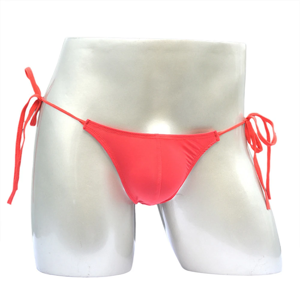 

Briefs Underwear Sexy Bikini U Convex Pouch Ultra Thin Beach Ice Silk Lace-up Briefs Lightweight Low Waist Pool
