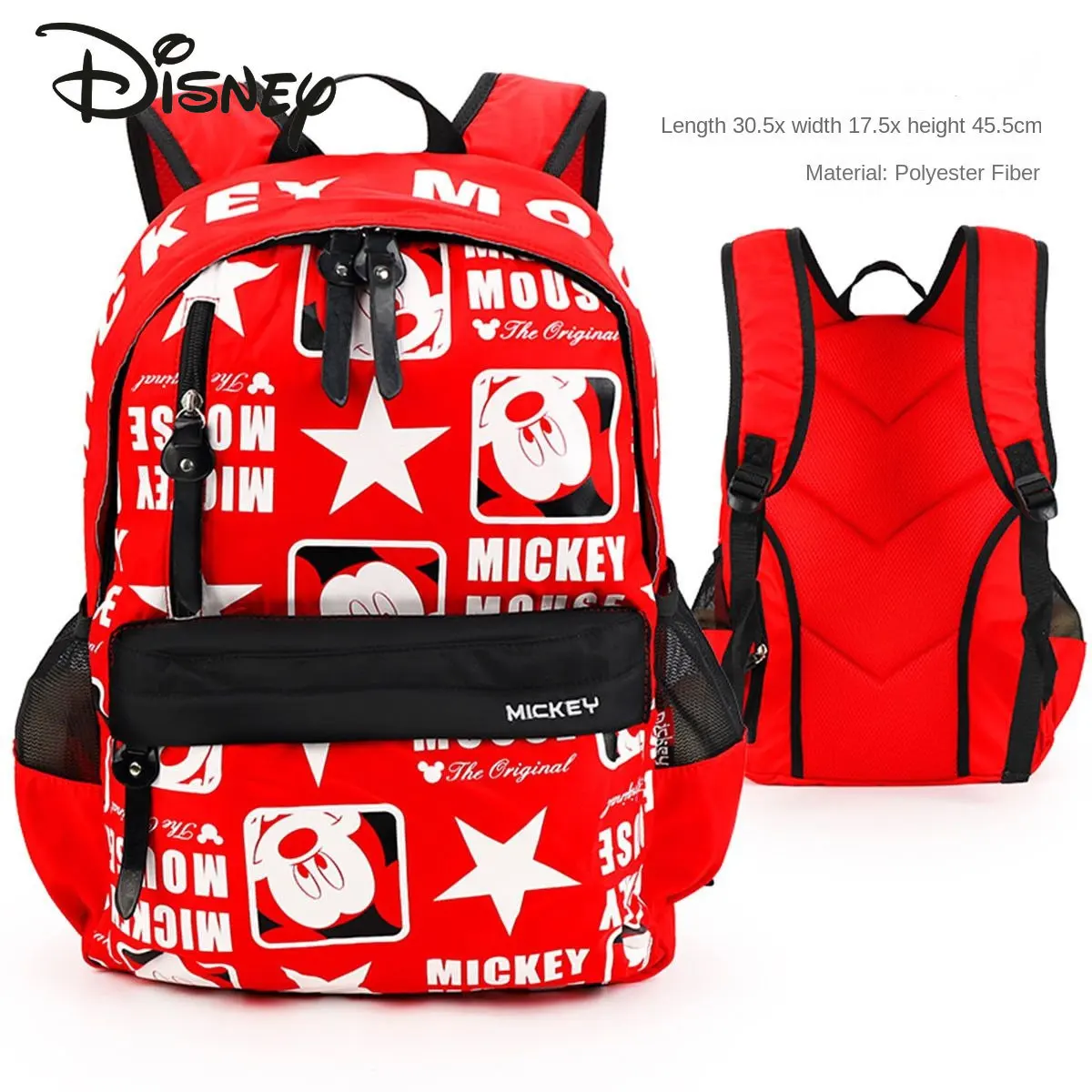Disney Mickey Children's Backpack Fashion High Quality Student Schoolbag Cartoon Casual Versatile Short Distance Travel Backpack