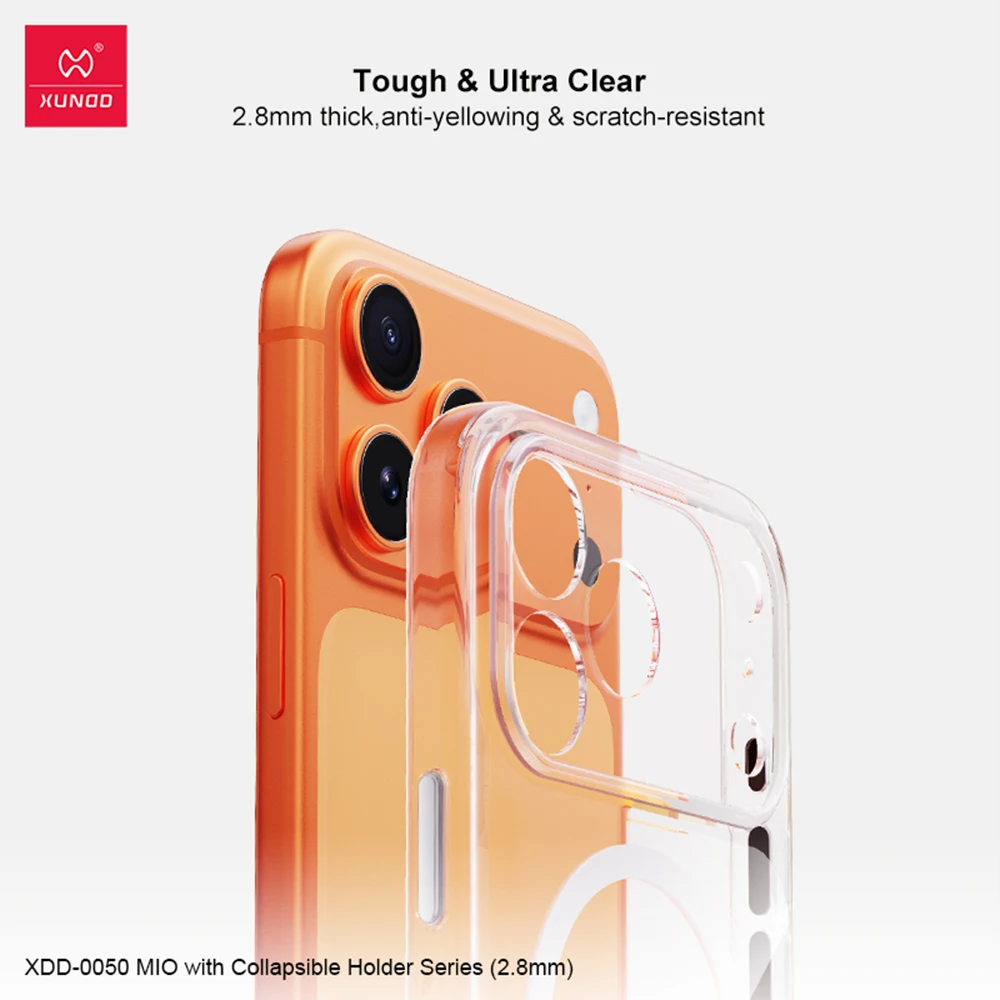 Фото Магнитный чехол Xundd для iPhone 17 Pro Max, 17 Pro, 17 со складной и регулируемой подставкой, ультрапрозрачный, с защитой от пожелтения №2