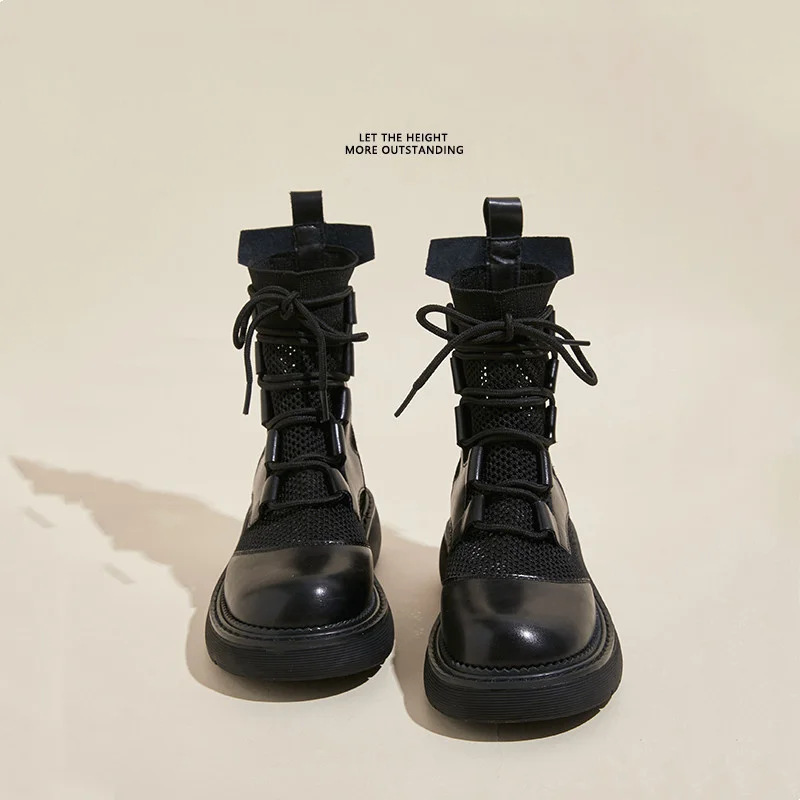 

Large Head Martin Boots, Women's Short Boots In Summer, Breathable Mesh Boots, Sweet And Cool Soft Leather Boots, Thick Soles In