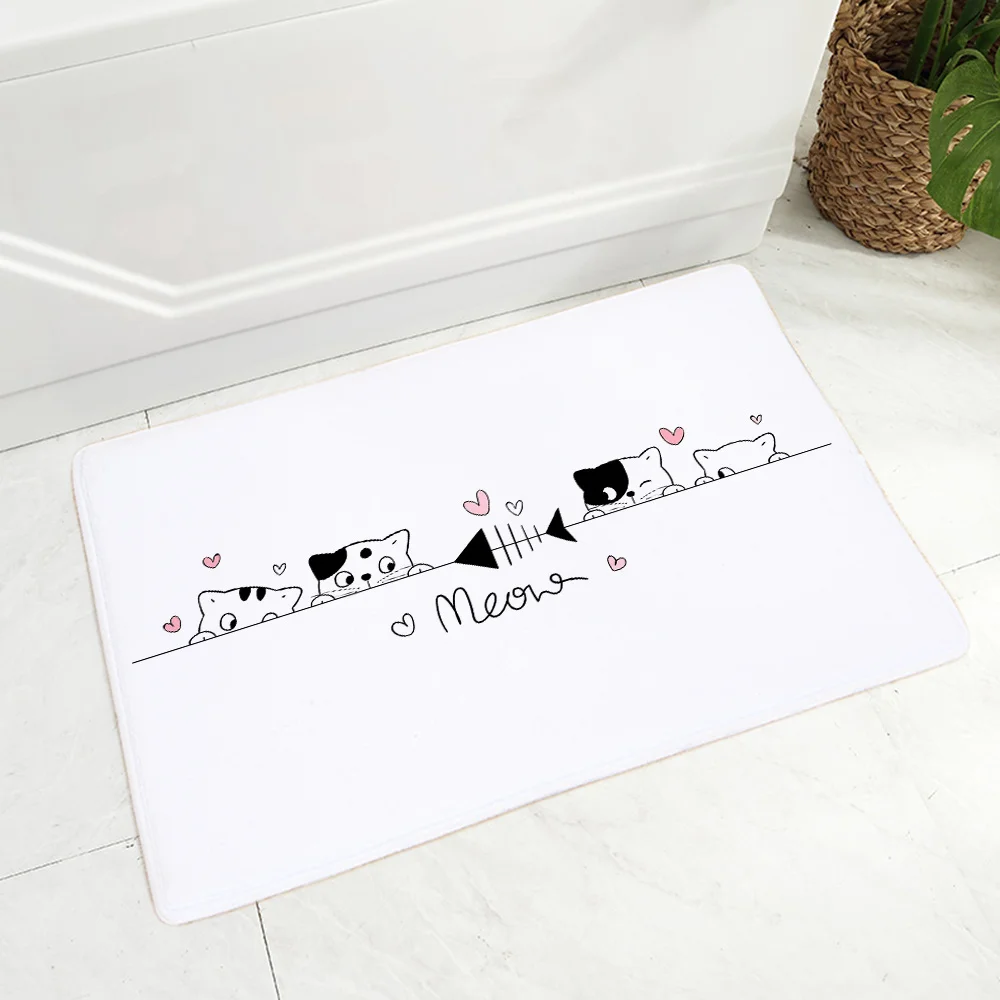 

Напольный Противоскользящий замшевый пасторальный ковер для ванной комнаты для дома и комфорта, милый мультяшный котенок, коврики для ванн...