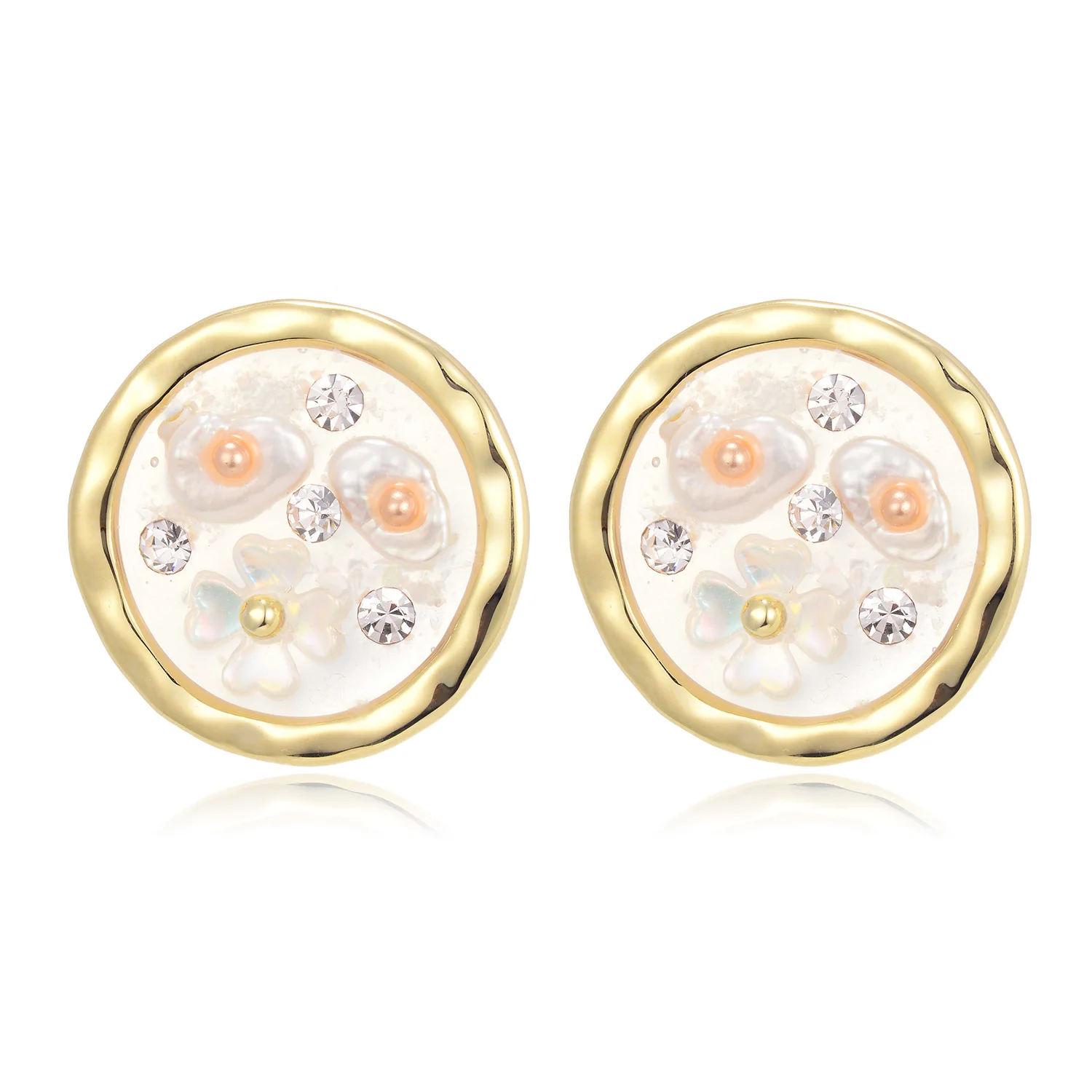 

Round Crystal Pearl Flower Stud Earrings For Women New Copper Zircon Earring Fashion Party Jewelry pendientes mujer 2023