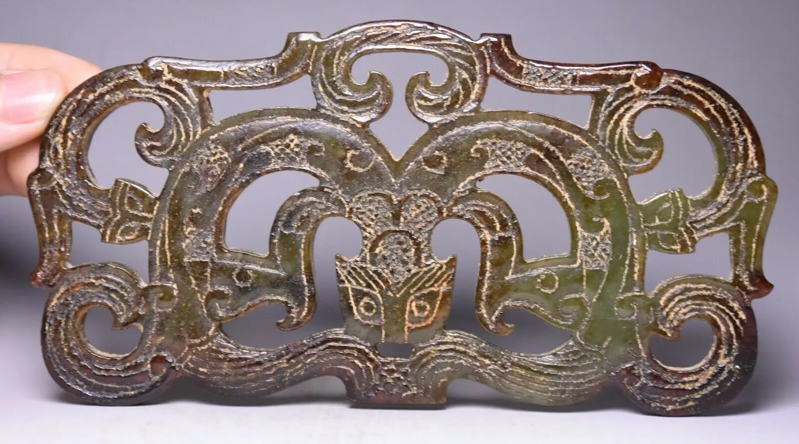 7-дюймовый рельефный дворец из старой китайской династии натурального хэтяня Юби