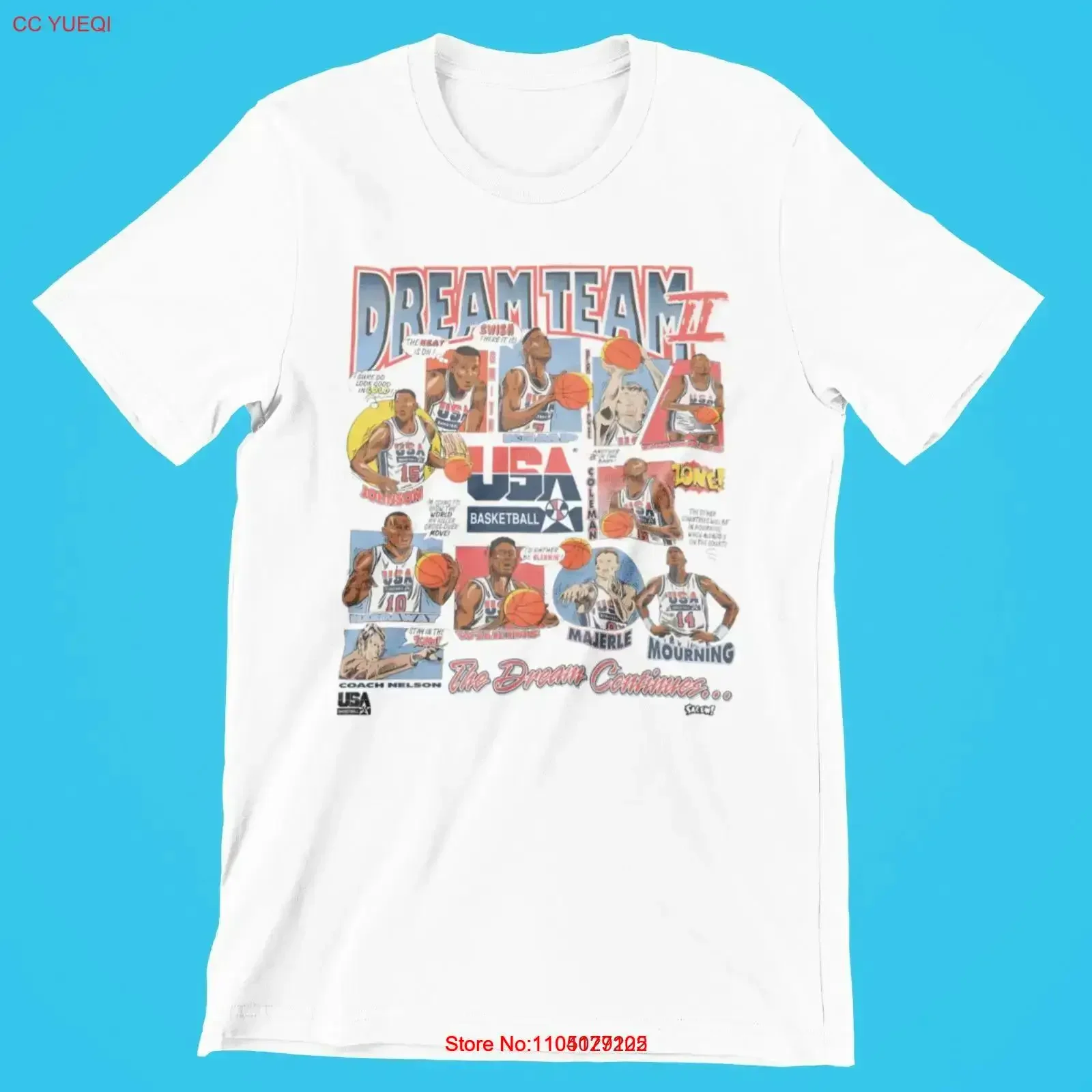 Фото Dream Team 2 США Баскетбол 1994 2024 Винтажная футболка премиум-класса из джерси винтажная стираная слегка модная мужская растянутая футболка №1