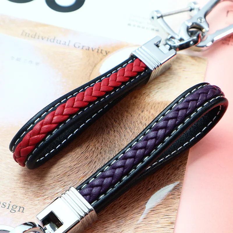 

Автомобильный брелок из микрофибры и кожи, металлические бытовые автомобильные аксессуары, Плетеный брелок для ключей