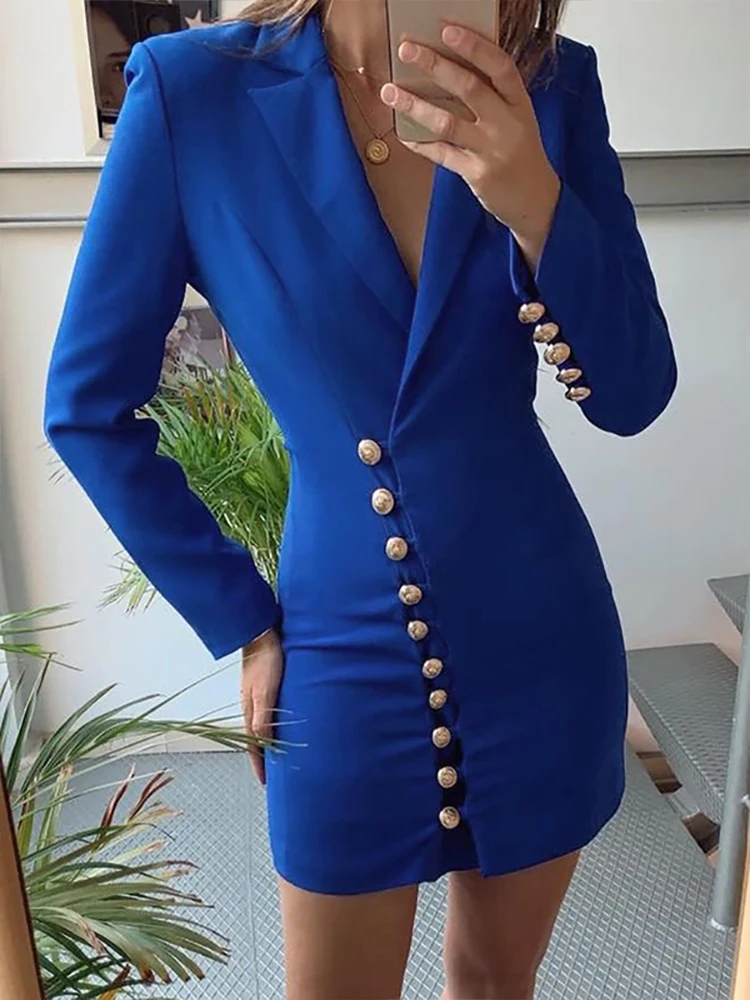 

Женское однотонное платье-мини с V-образным вырезом и длинным рукавом