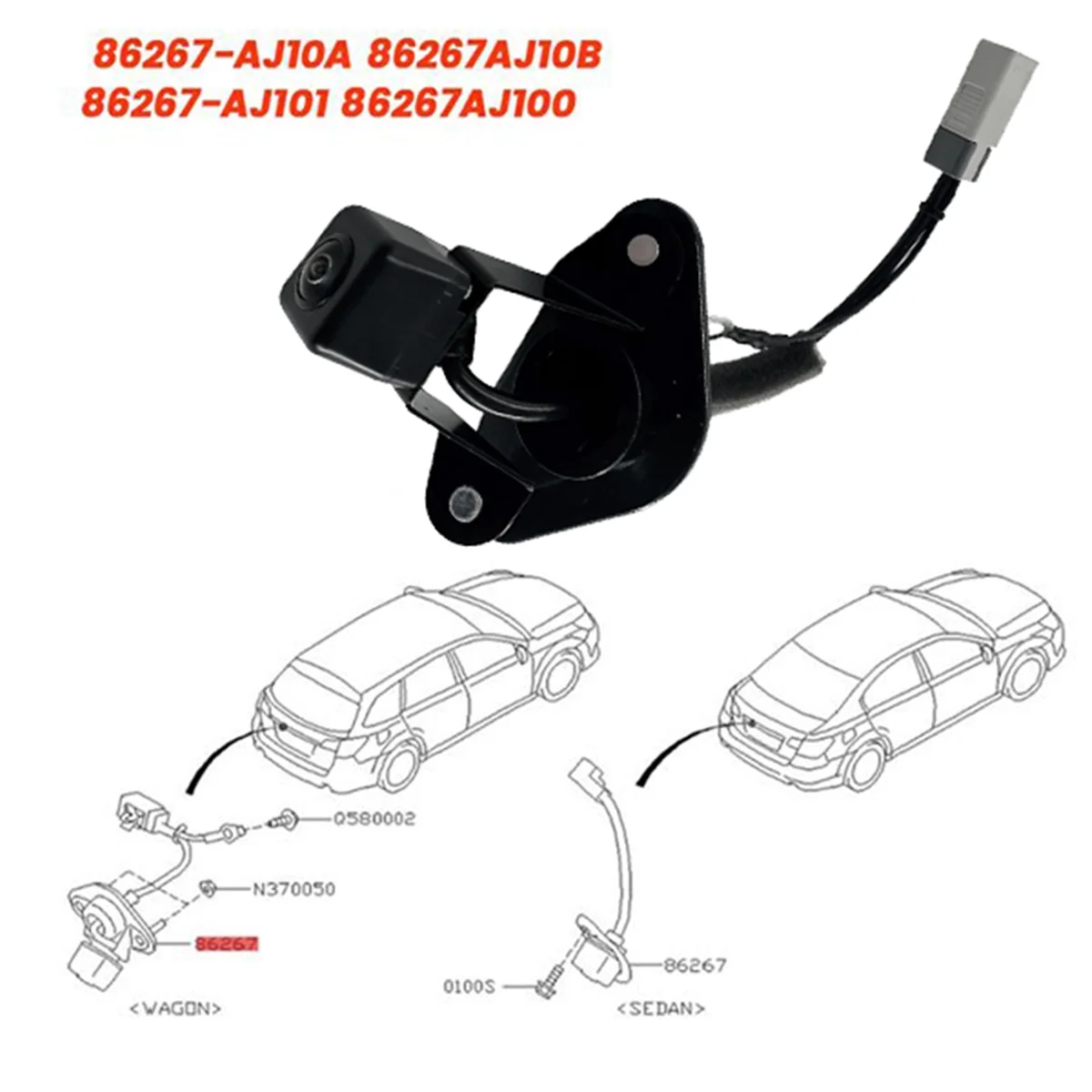 Камера заднего вида с гнездовой вилкой в сборе 86267-AJ100 для Subaru Legacy Outback 10-14