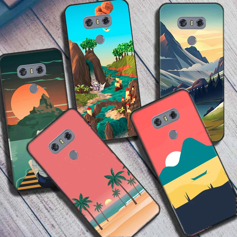 Мягкая задняя крышка с рисунком в виде Пейзажа для LG G6, силиконовая Милая мультяшная задняя крышка для LG G5 G 6 LGG6 LGG5 G 5, Чехлы, чехол-бампер с полным покрытием