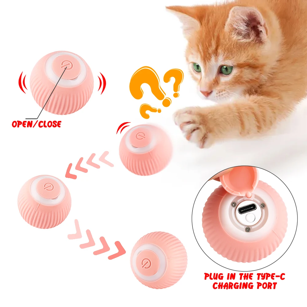 

Smart Cat Toys Electric Cat Ball Automatic Rolling Ball Cat Interactive Toys Training Self-moving Kitten Toys for Indoor Playing
