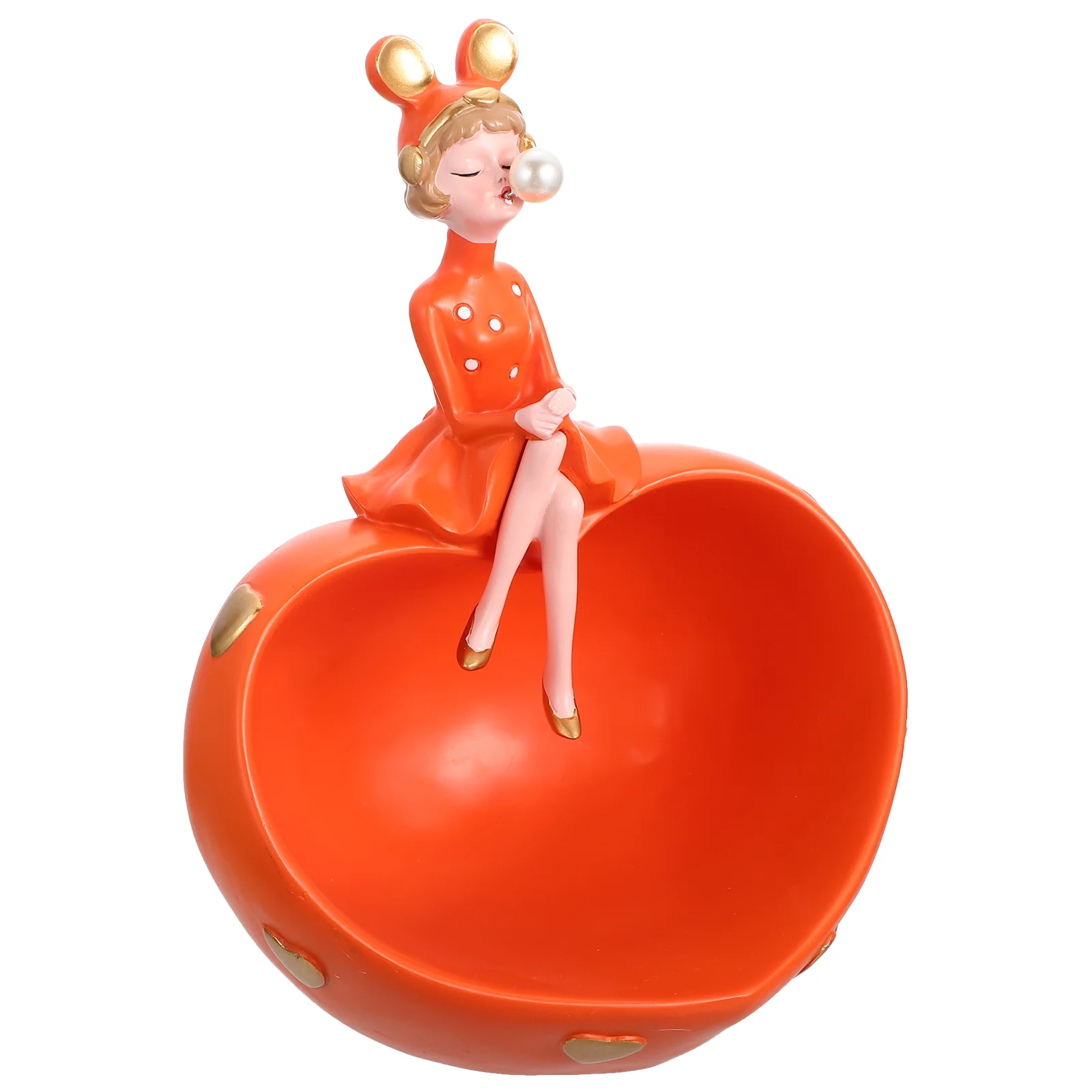 

Bowl Key Tray Holder Storage Candytable Jewelry Girl Dish Box Desktop Resin Figurine Snack Modern Sculpture Desk Organizer Bank