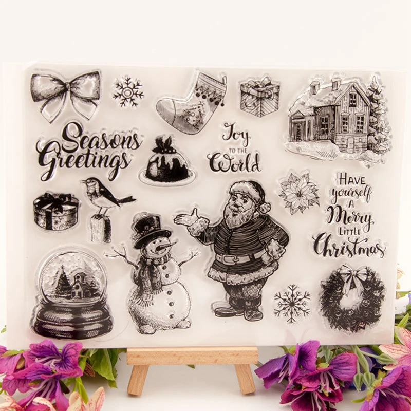 

Happy Christmas Santa Claus Stamp Transparent Clear Silicone Stamp DIY Diary Scrapbooking Card