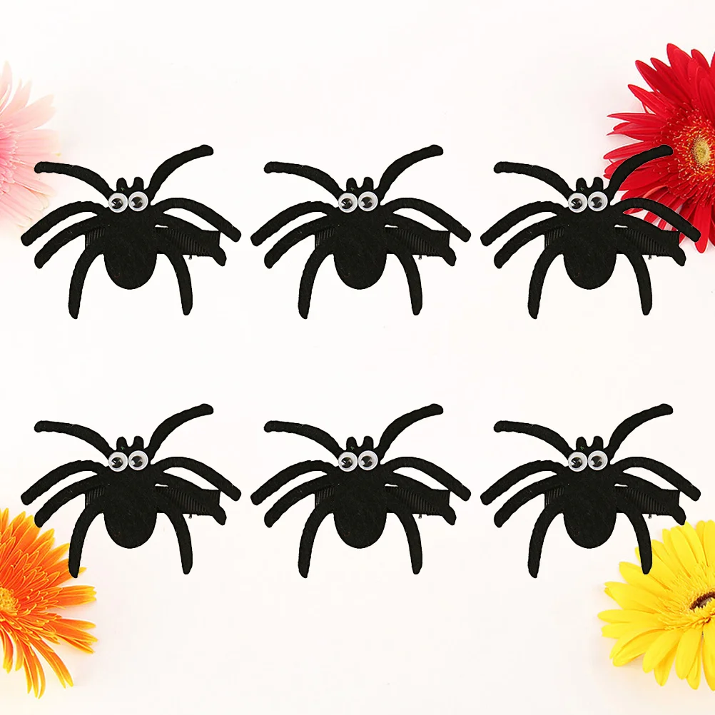 

6pcs Funny Hair Spoof Black Spider Hair Barrettes Party Props Dress Hair Ornament Spider Hair Clips Hair Accessories for Kids