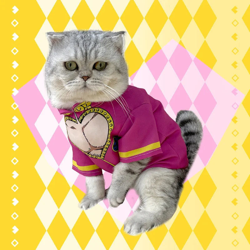 

JoJo's Bizarre Adventure Pets Cosplay Giorno Giovanna Cats T-shirt Cat Clothes Dog Cos Furry Dress