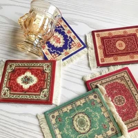 persian mini woven rug table mat retro style carpet pattern cup pad laptop pc mouse pad with fring home office table decor craft