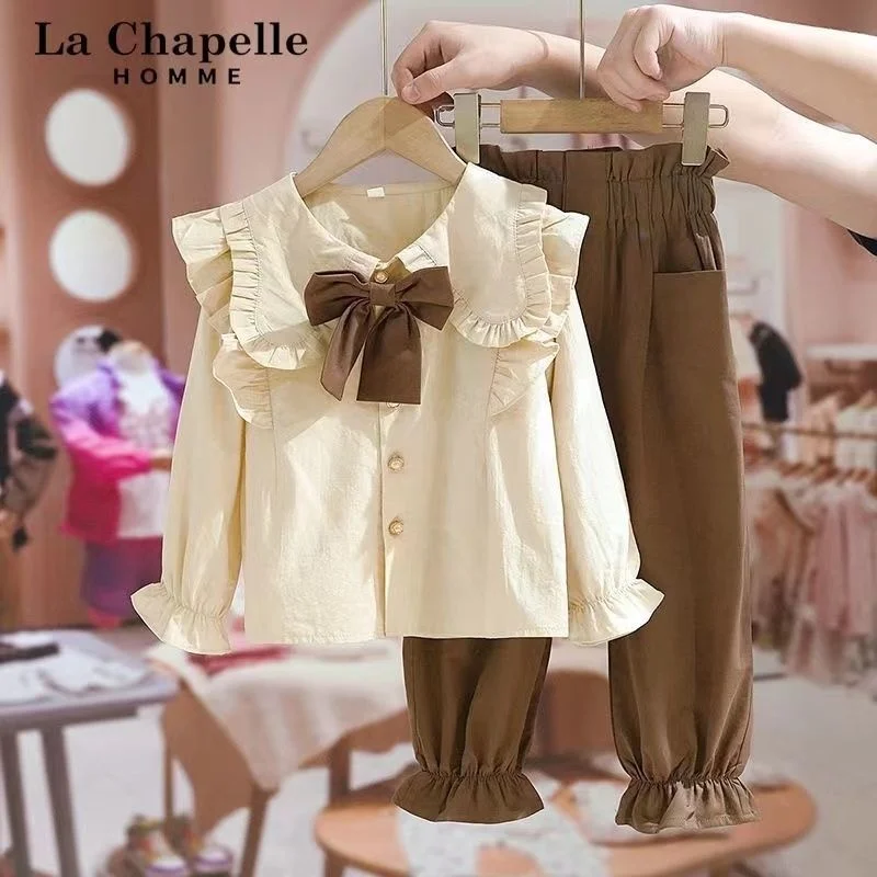 

Girls' Spring Suit 2023 New Fashionable Cotton Shirt Children's Autumn Fashion Casual two piece set women