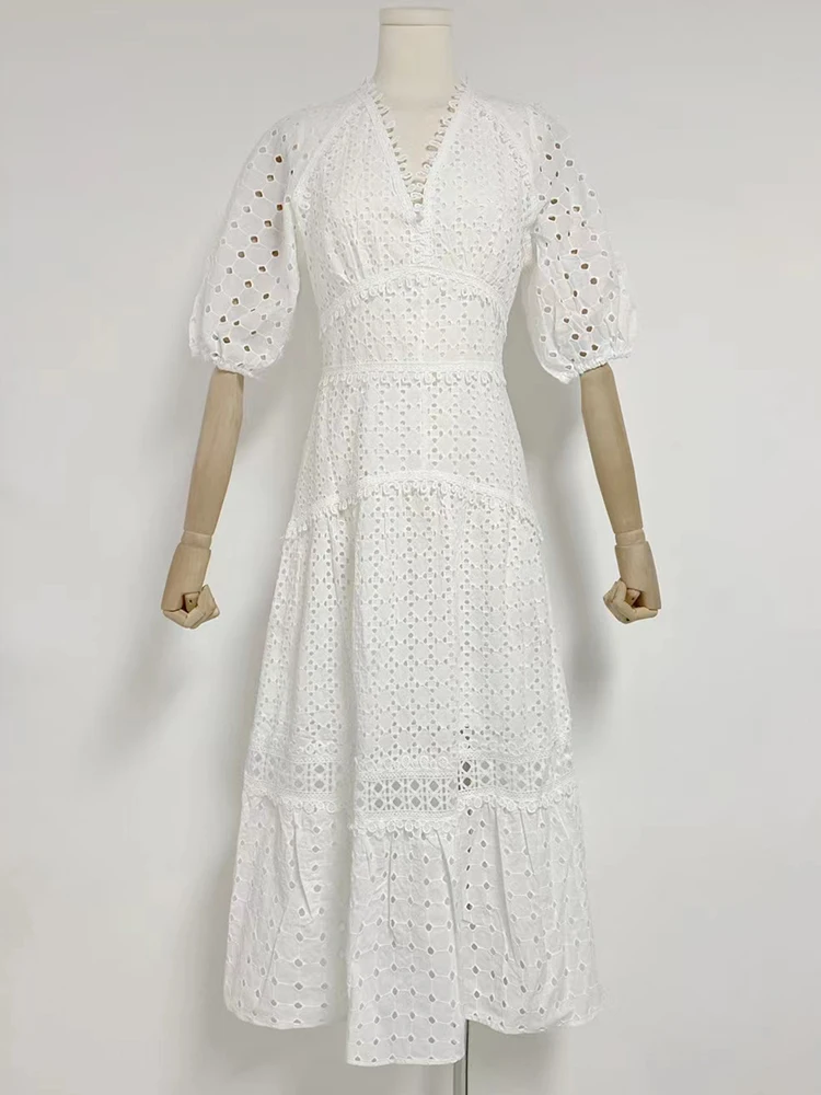 Женская туника с V-образным вырезом коротким рукавом и высокой талией