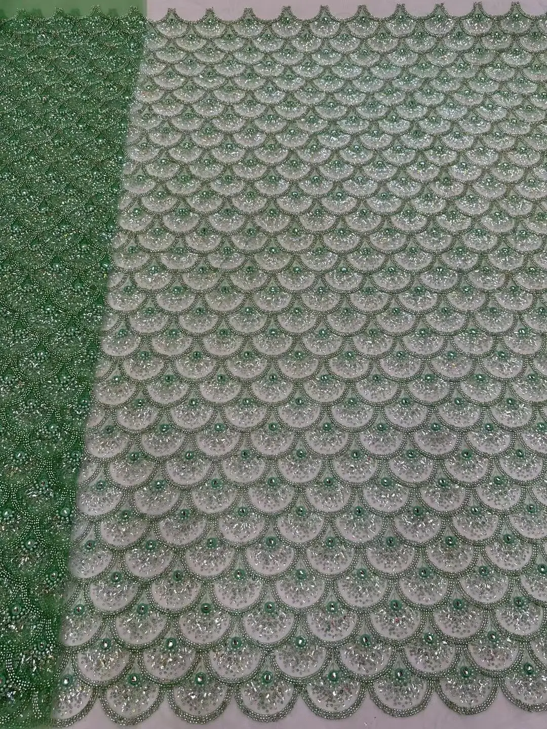 

Sequins Tulle Lace J-1306967 African Sequence Lace Fabric with Beads High Quality Nigerian French Mesh Net Lace Fabric