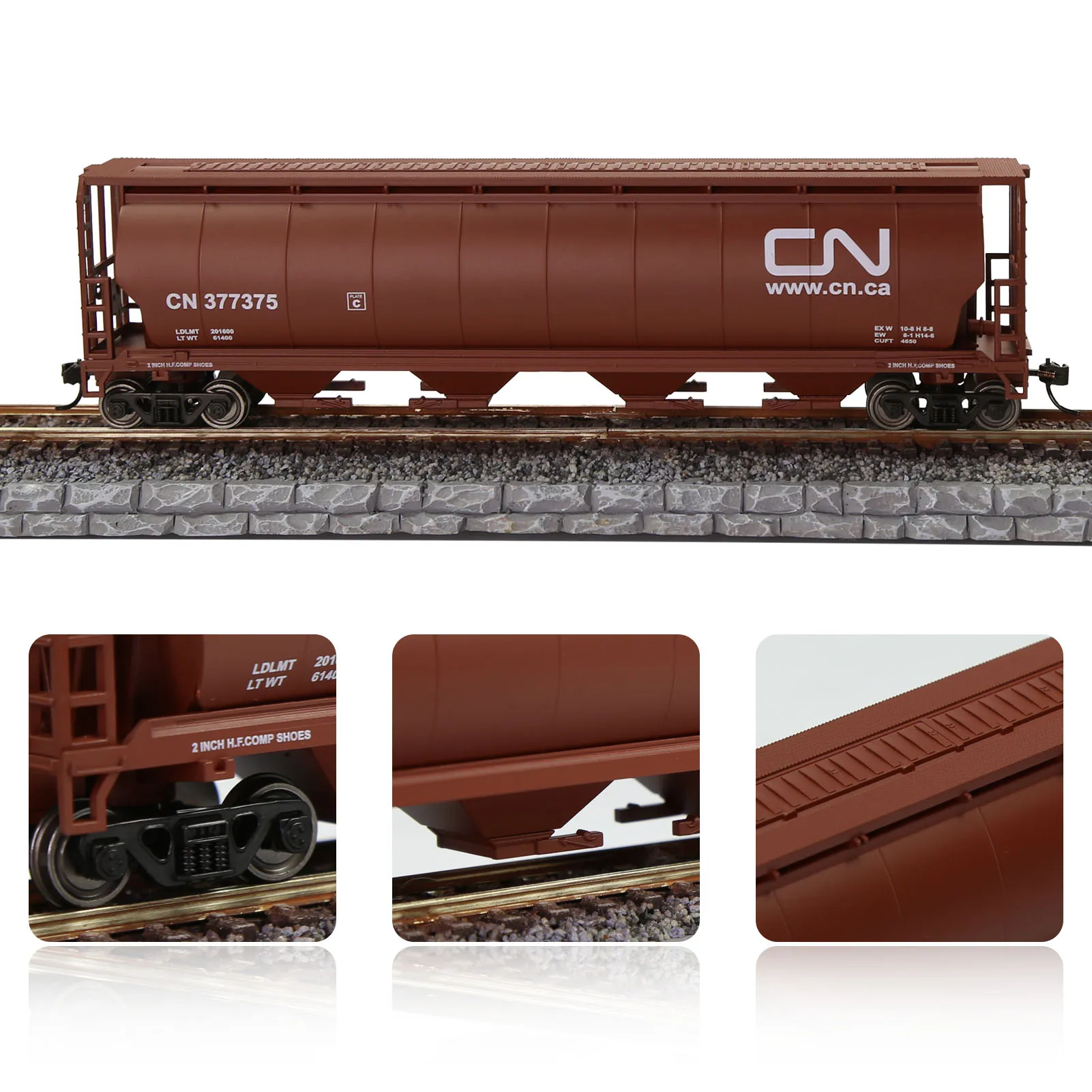 

1 Unit Evemodel Trains HO Scale Canadian Cylindrical Covered Grain Hopper - Canadian National (Oxide red) C8744PBCN