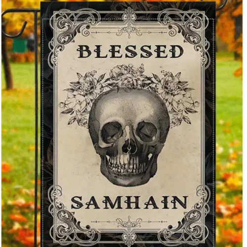 Samhain благословения сад флаг 12 дюймов x 18 череп языческая Викка осень 2 стороны