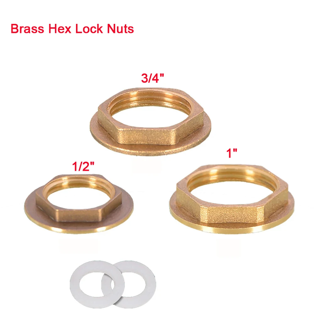 1/2/5/10pcs Brass Hex Lock Nuts Flange Nuts Fish Tank Faucet Pipe Fitting Fastening Nut BSP 1/2" 3/4" 1"