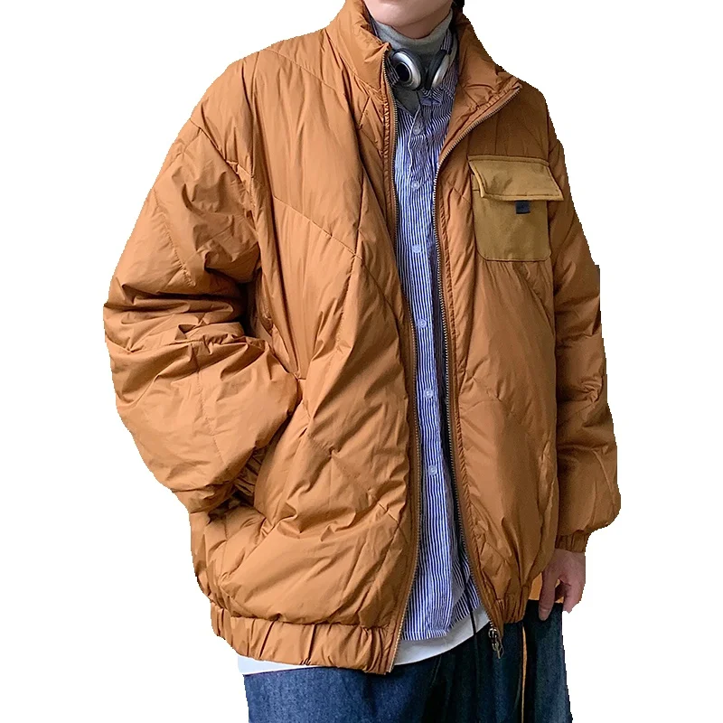 Winter Jacket Men Warm Fashion Brown Black Casual Thickened Plaid Jacket Men Korean Loose Thick Short Coat Mens Parker Clothes