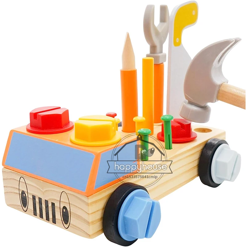 

Wooden Toolbox Pretend Play Set Montessori Children Toy For Boys Nut Disassembly Screw Assembly Simulation Repair Carpenter Tool