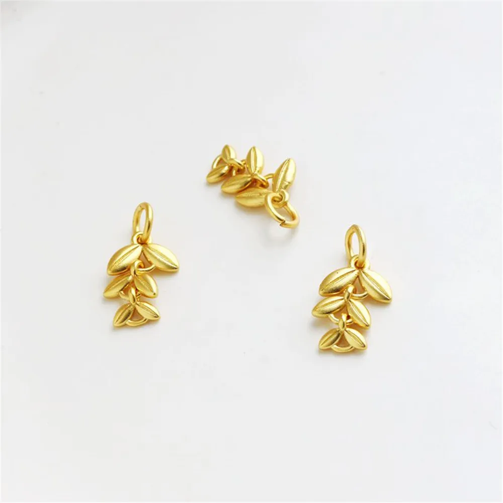 

18K dumb gold color preserving double-sided Willow Leaf Pendant 9*15mm pendant bracelet necklace DIY Earrings accessories